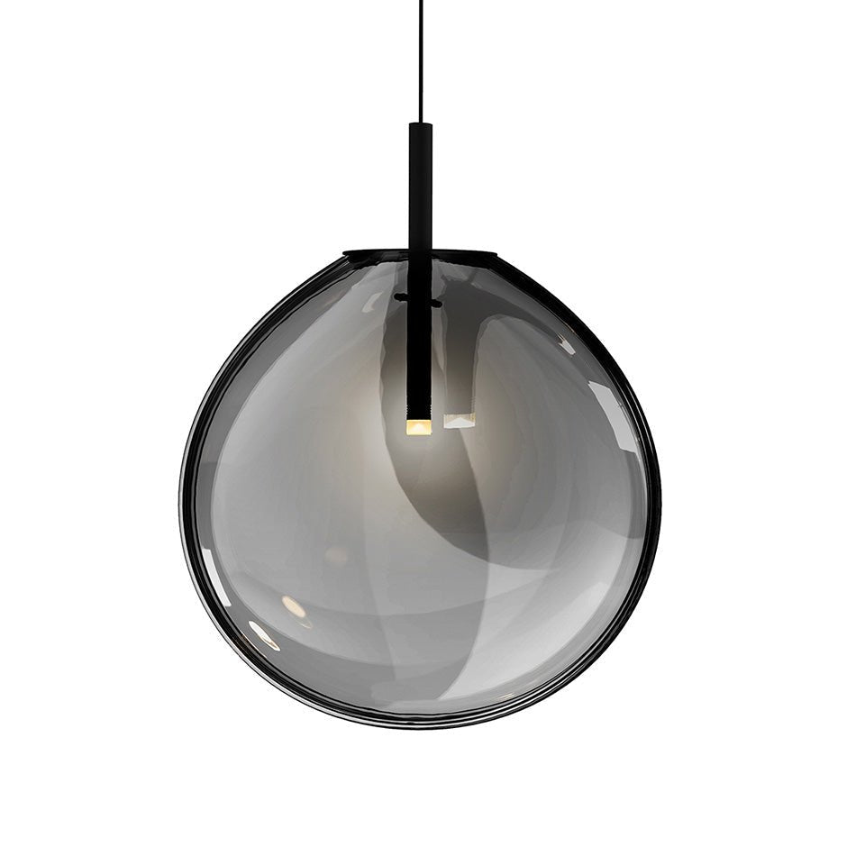 Suspension Cantina Simple - 18.75" Haut (Large) Noir satiné avec vitre Fondue Fumée by Sonneman | Luminaires & cie