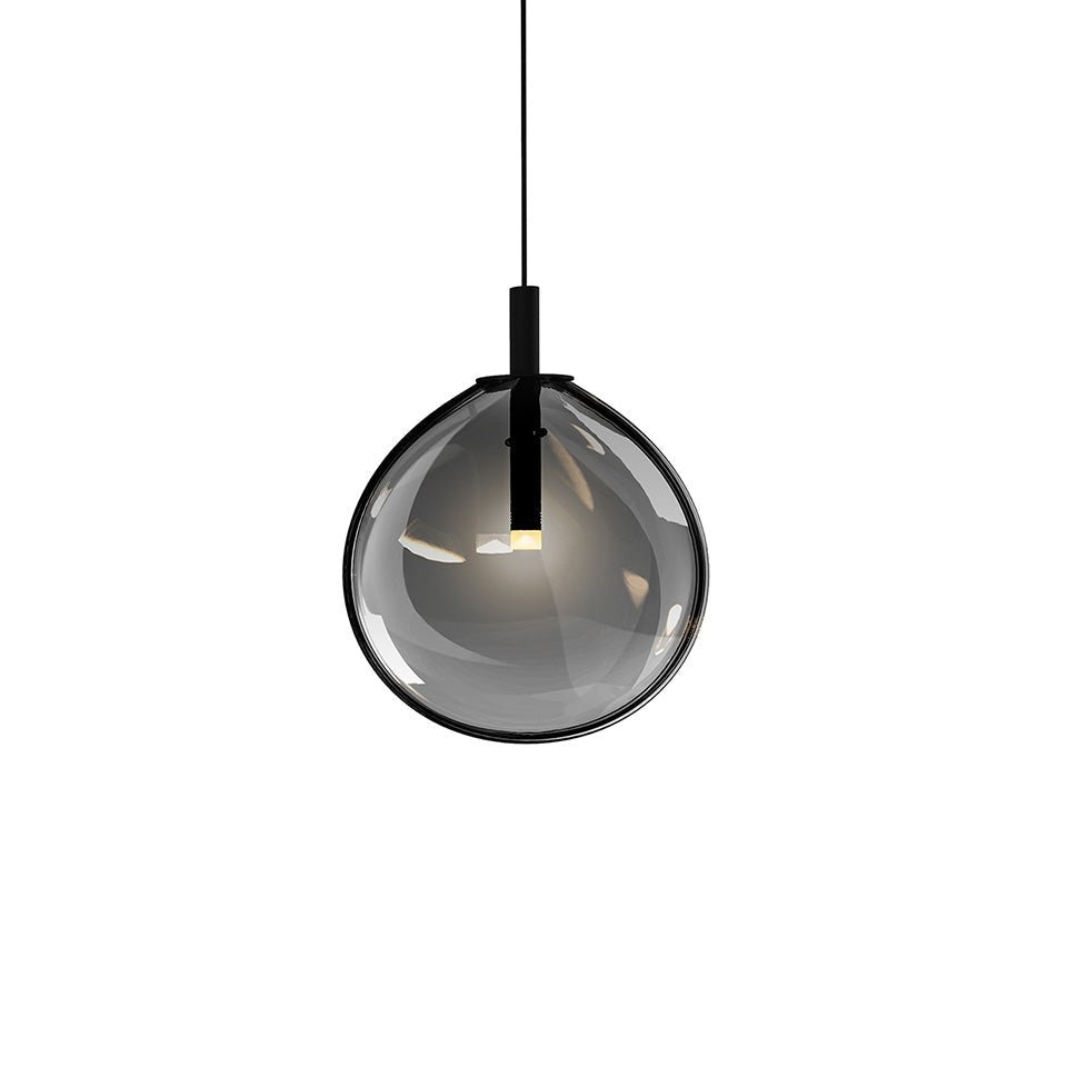 Suspension Cantina Simple - 11.25" Haut (Small) Noir satiné avec vitre Fondue Fumée by Sonneman | Luminaires & cie