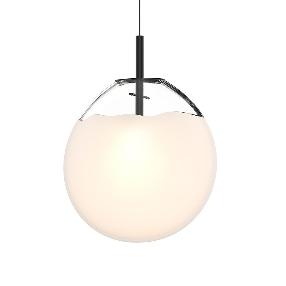 Suspension Cantina Simple - 18.75" Haut (Large) Noir satiné avec verre Blanc Coulé by Sonneman | Luminaires & cie