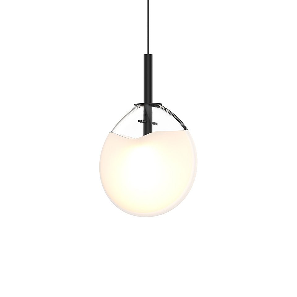 Suspension Cantina Simple - 11.25" Haut (Small) Noir satiné avec verre Blanc Coulé by Sonneman | Luminaires & cie