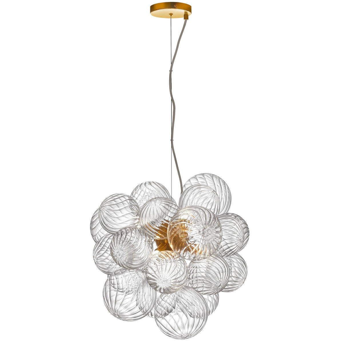 Lustre Charlize 20", Transparent / Laiton vieilli – Dainolite