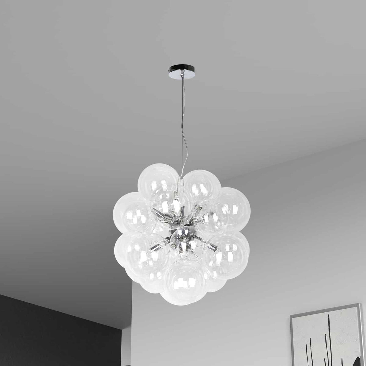 Lustre Comet Transparent / Chrome poli – vue 2