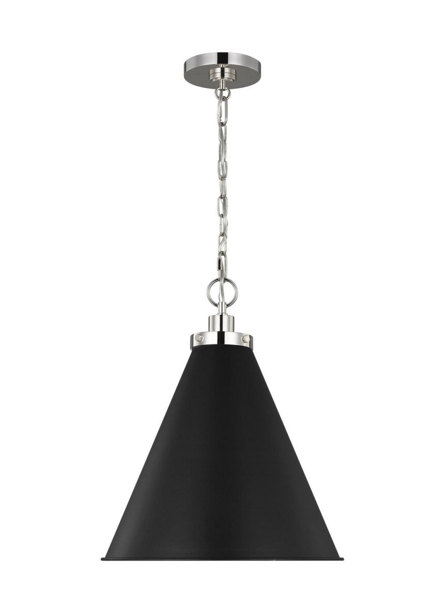 Suspension cône Wellfleet - Nickel poli Noir minuit 15 5/8" by Visual Comfort Studio | Luminaires & cie