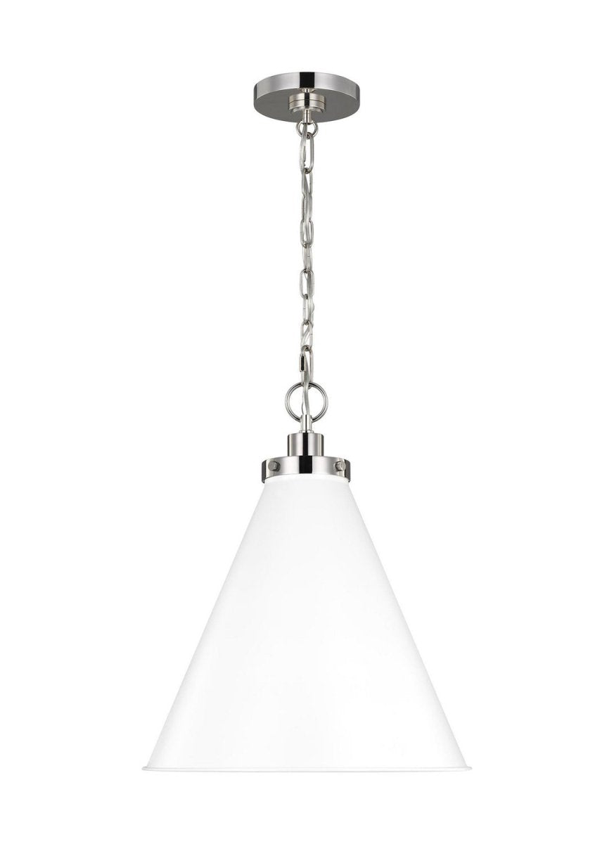 Suspension cône Wellfleet - Nickel poli Blanc mat 15 5/8" by Visual Comfort Studio | Luminaires & cie