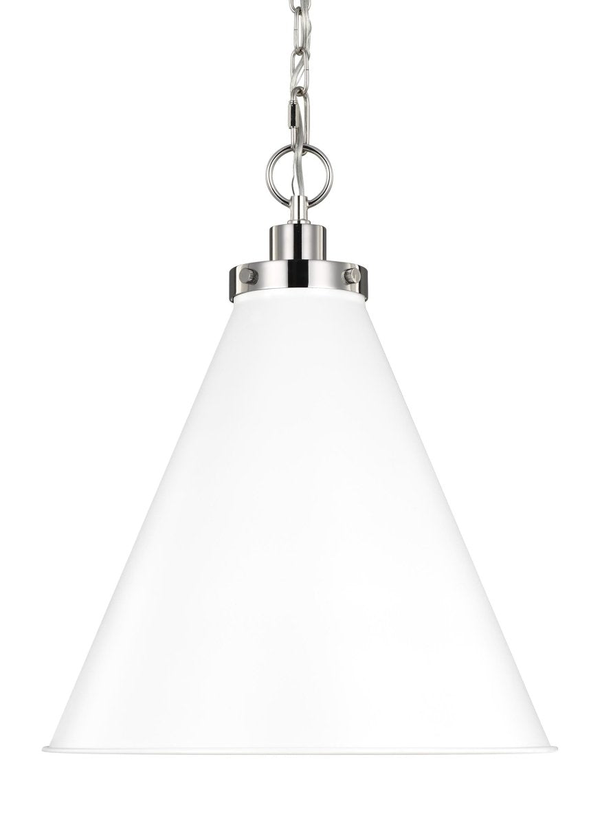 Suspension cône Wellfleet - Nickel poli Blanc mat 19 1/2" by Visual Comfort Studio | Luminaires & cie