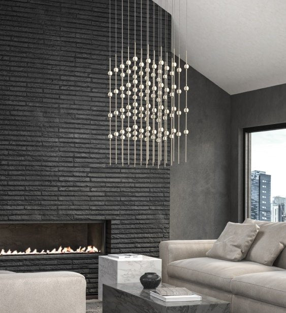 Suspension Constellation Andromeda 24" Carré - Transparent à facettes by Sonneman | Luminaires & cie