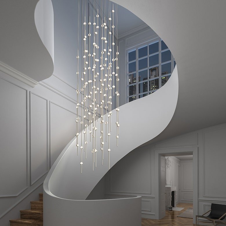 Suspension Constellation Andromeda 25" Rond - Transparent à facettes by Sonneman | Luminaires & cie