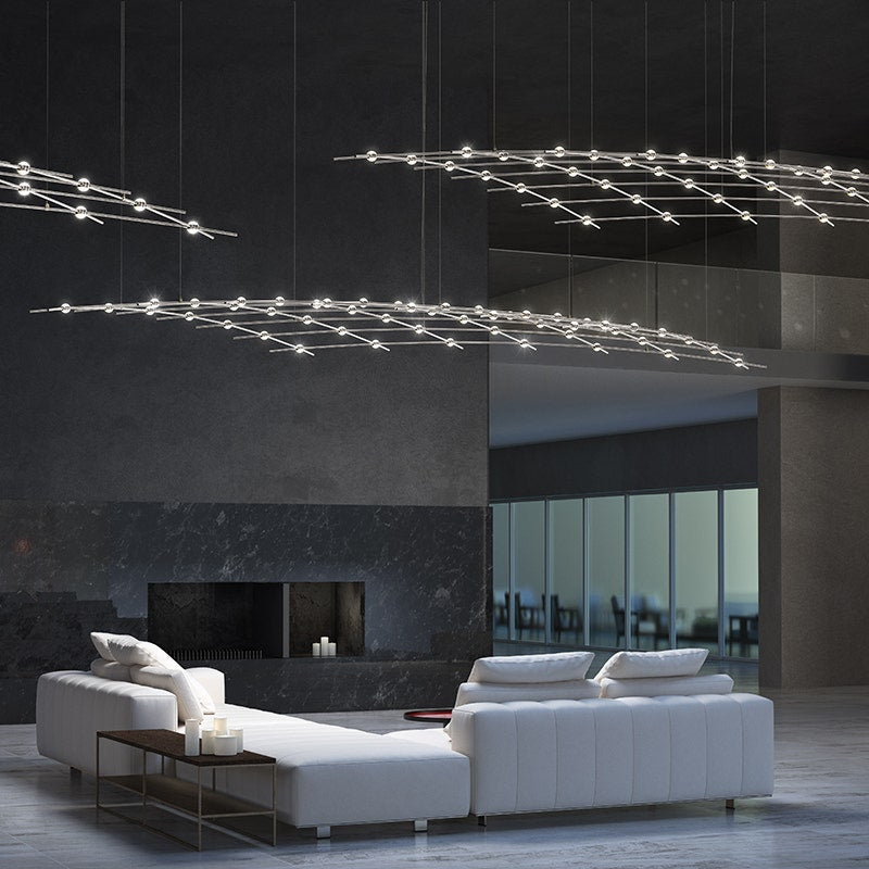 Suspension Constellation Aquarius - Minor Lentille acrylique transparente à facettes by Sonneman | Luminaires & cie