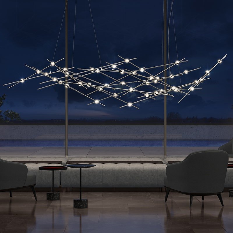 Suspension Constellation Ursa Minor - 55" Transparent à facettes by Sonneman | Luminaires & cie
