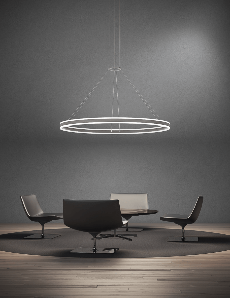 Suspension Corona Double - Aluminium satiné brillant 23.75" by Sonneman | Luminaires & cie