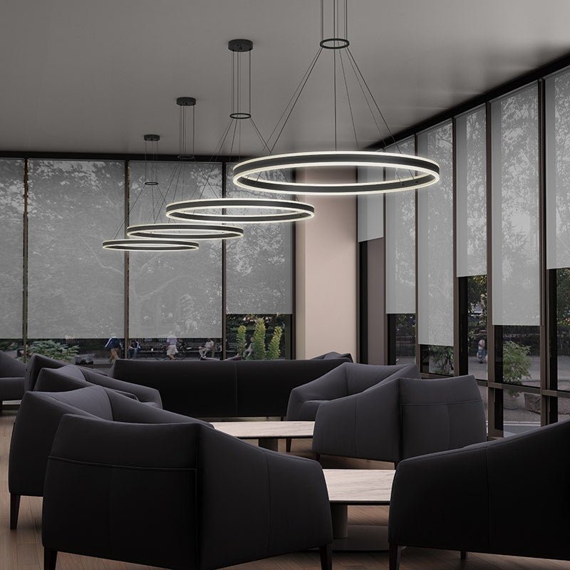 Suspension Corona Double - Aluminium satiné brillant 23.75" by Sonneman | Luminaires & cie