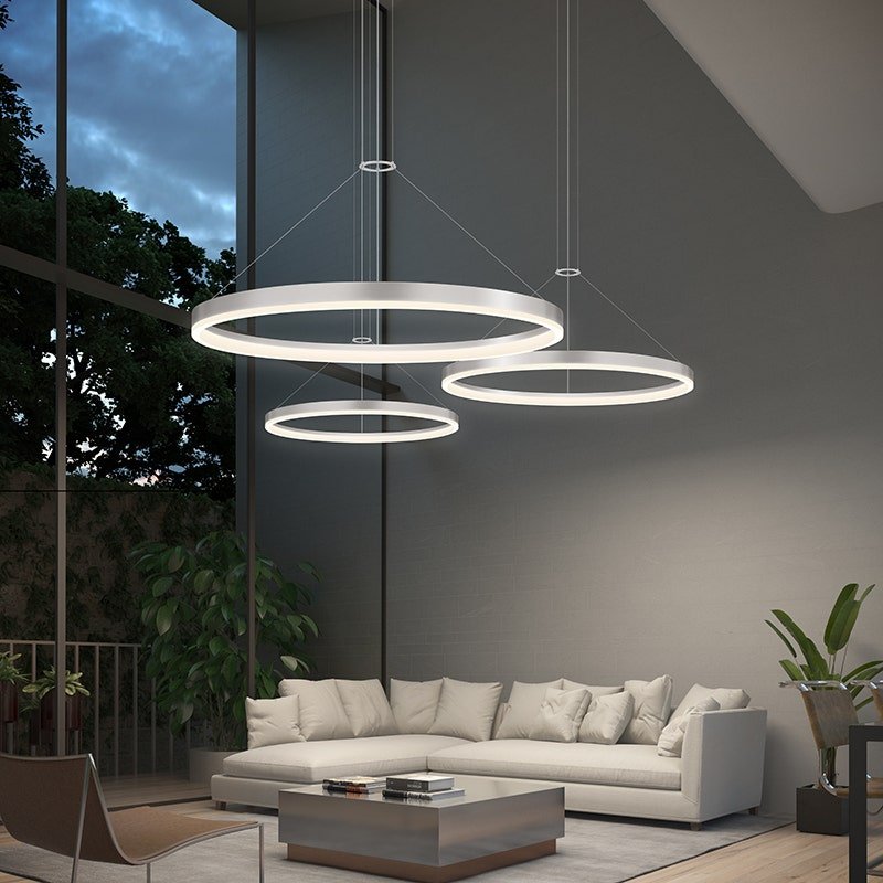Suspension Corona - Aluminium satiné brillant 6" by Sonneman | Luminaires & cie