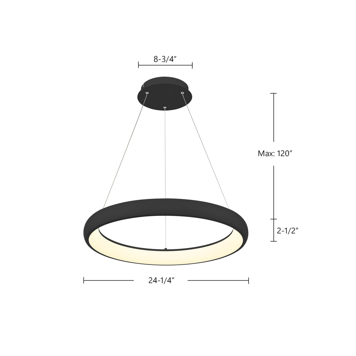 Suspension Cortana Noir, 24 1/4" – vue 4