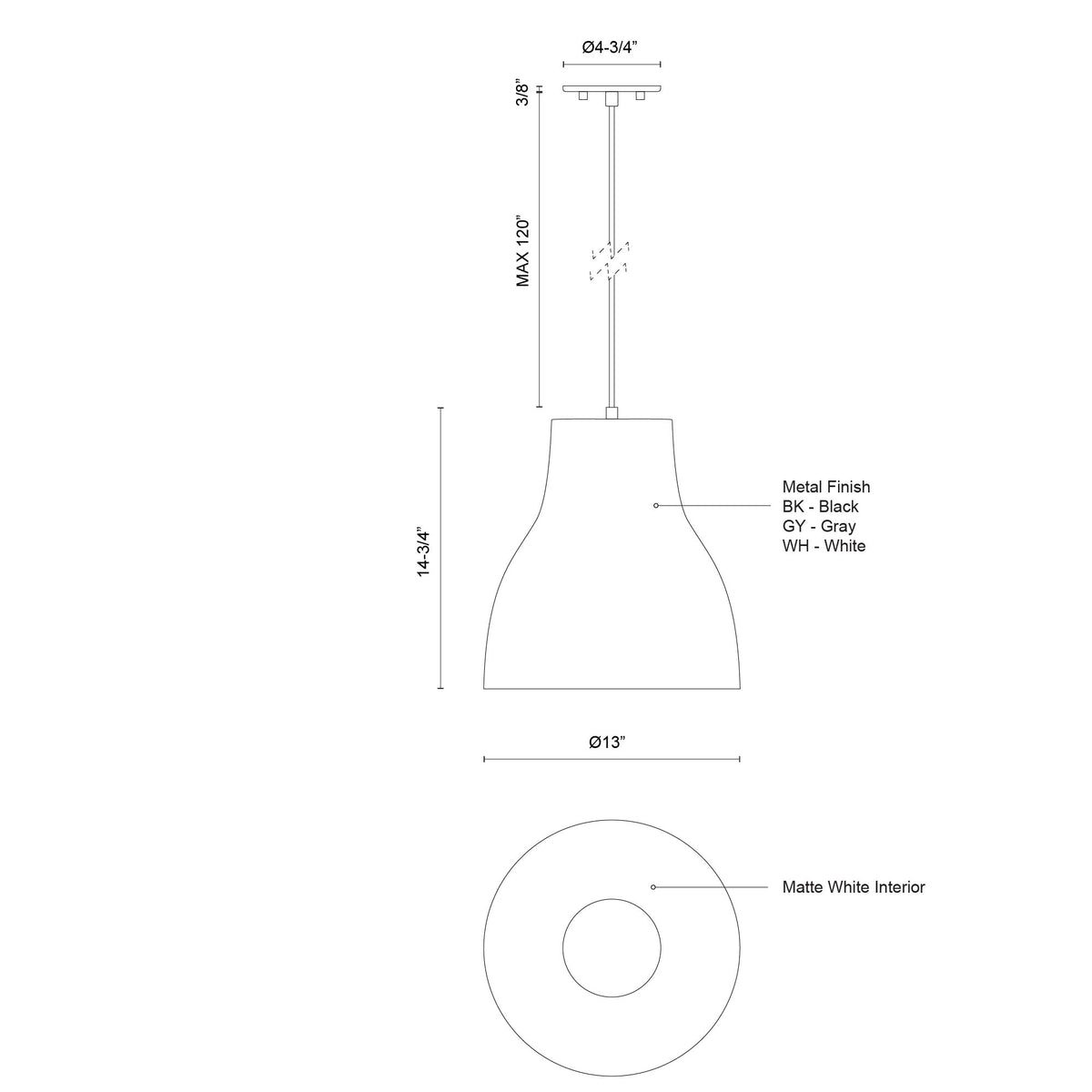 Suspension Cradle Noir, 13" – vue 3
