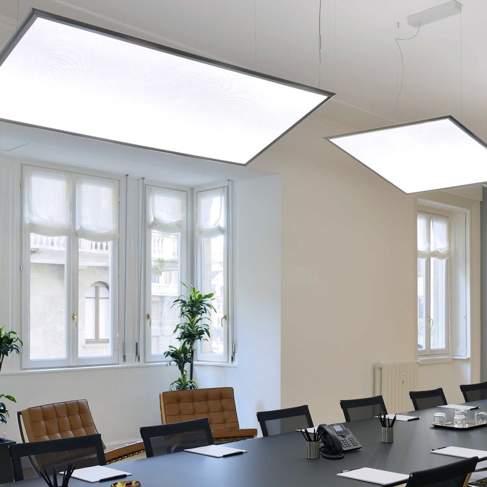 Suspension Discovery Space - Aluminium poli Rectangle 30" x 58" by Artemide | Luminaires & cie