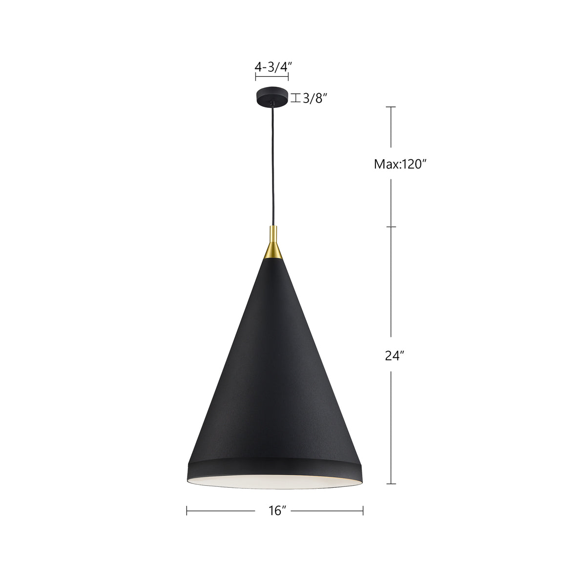 Suspension Dorothy Noir / Or, 16" – vue 4
