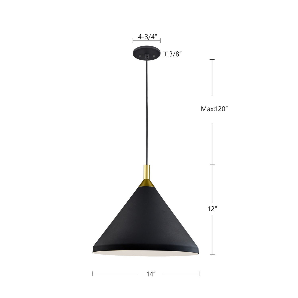 Suspension Dorothy Noir / Or, 14" – vue 2