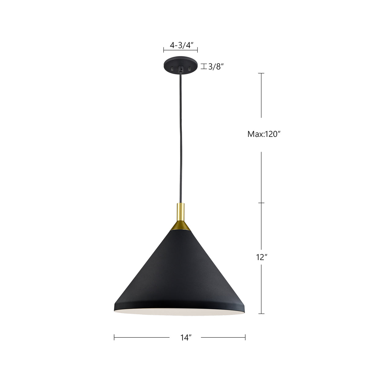 Suspension Dorothy Noir / Or, 14" – vue 4