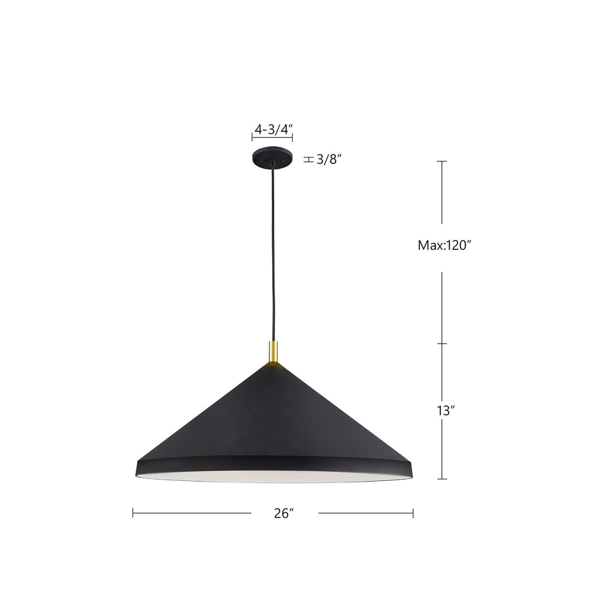 Suspension Dorothy Noir / Or, 26" – vue 2