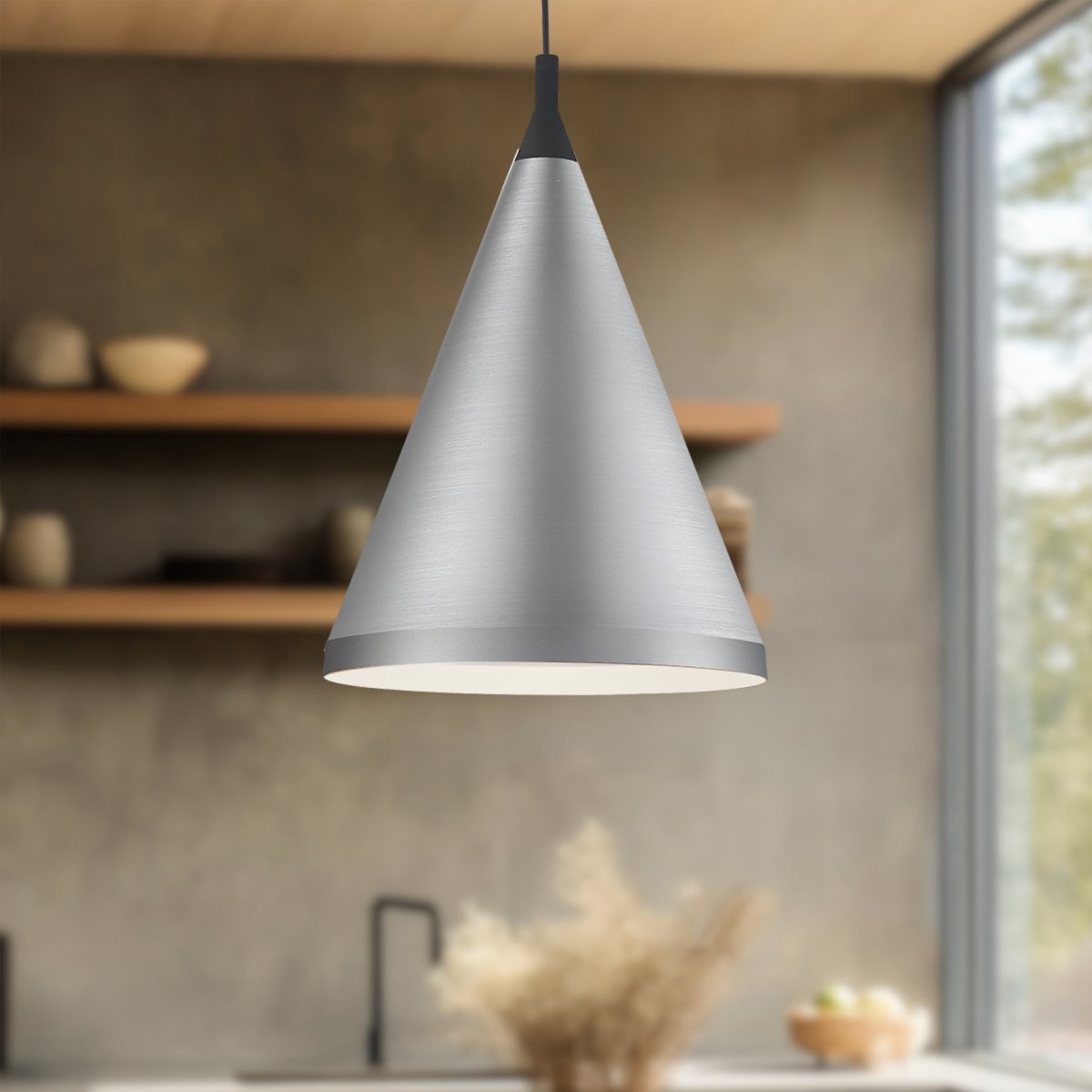 Suspension Dorothy - Nickel brossé avec des détails noirs 16" by Kuzco Lighting | Luminaires & cie