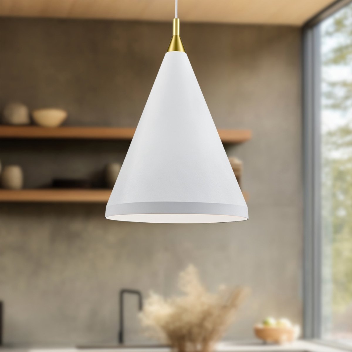 Suspension Dorothy - Blanc avec des détails d'or 16" by Kuzco Lighting | Luminaires & cie