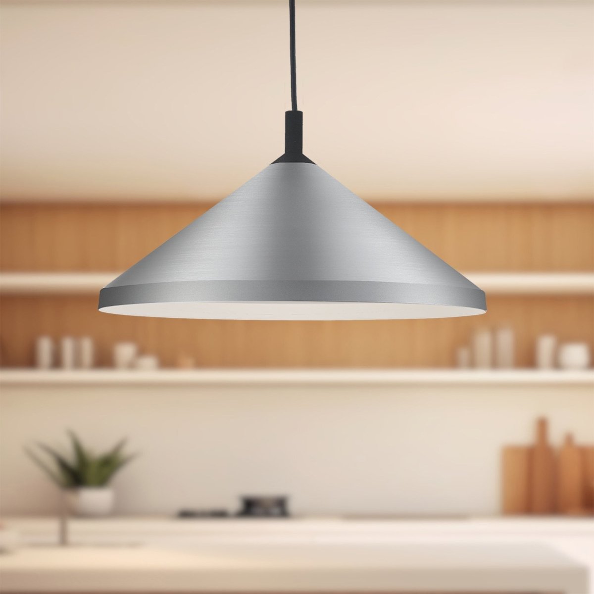 Suspension Dorothy - Nickel brossé avec des détails noirs 18" by Kuzco Lighting | Luminaires & cie