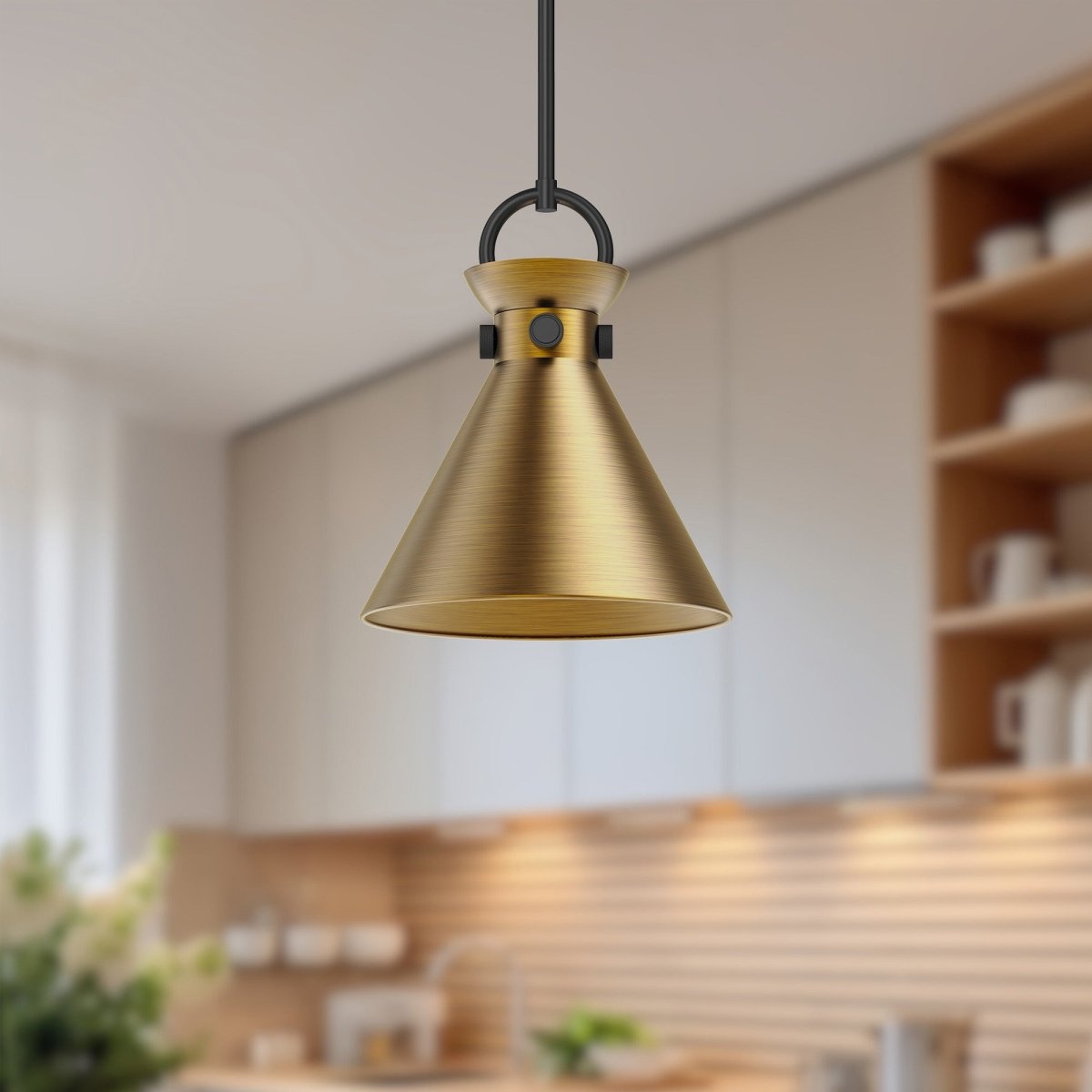 Suspension Emerson - Noir mat Or vieilli 10 1/2" by Alora Lighting | Luminaires & cie