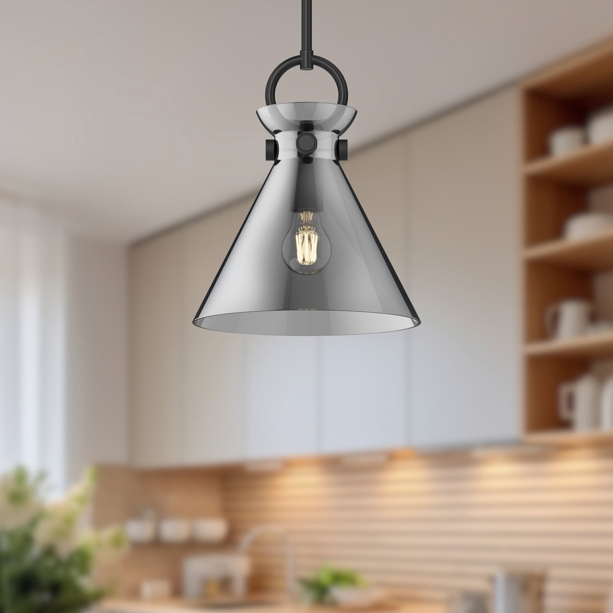 Suspension Emerson - Noir mat Verre fumé 10 1/2" by Alora Lighting | Luminaires & cie