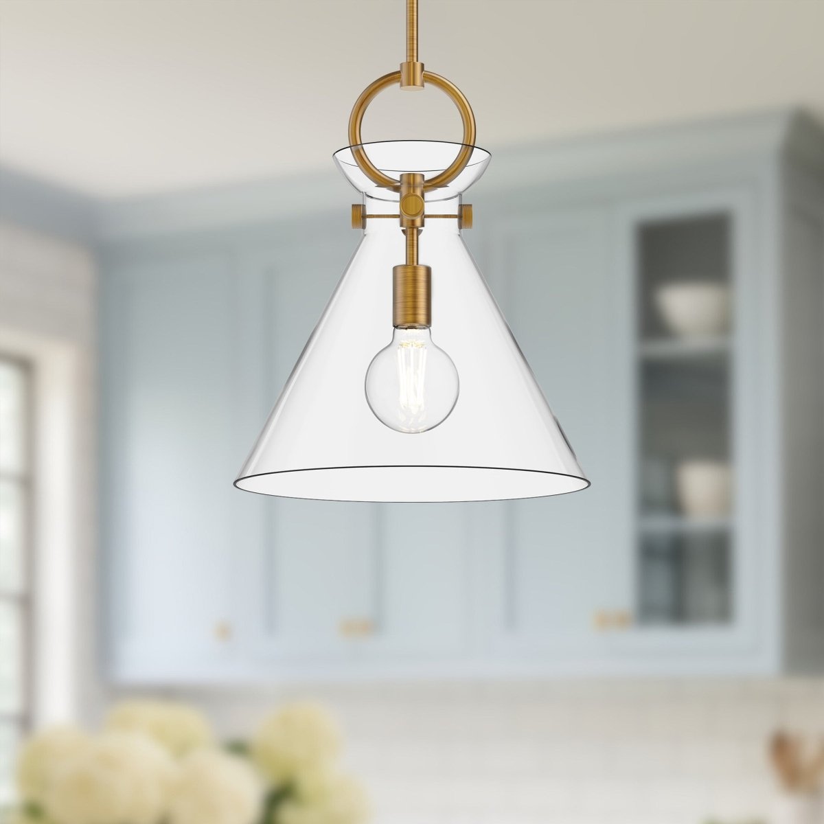 Suspension Emerson - Or vieilli Verre clair 14" by Alora Lighting | Luminaires & cie