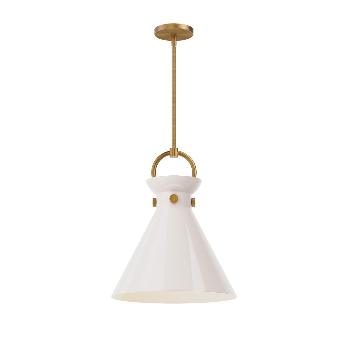 Suspension Emerson - Or vieilli Verre opal brillant 14" by Alora Lighting | Luminaires & cie