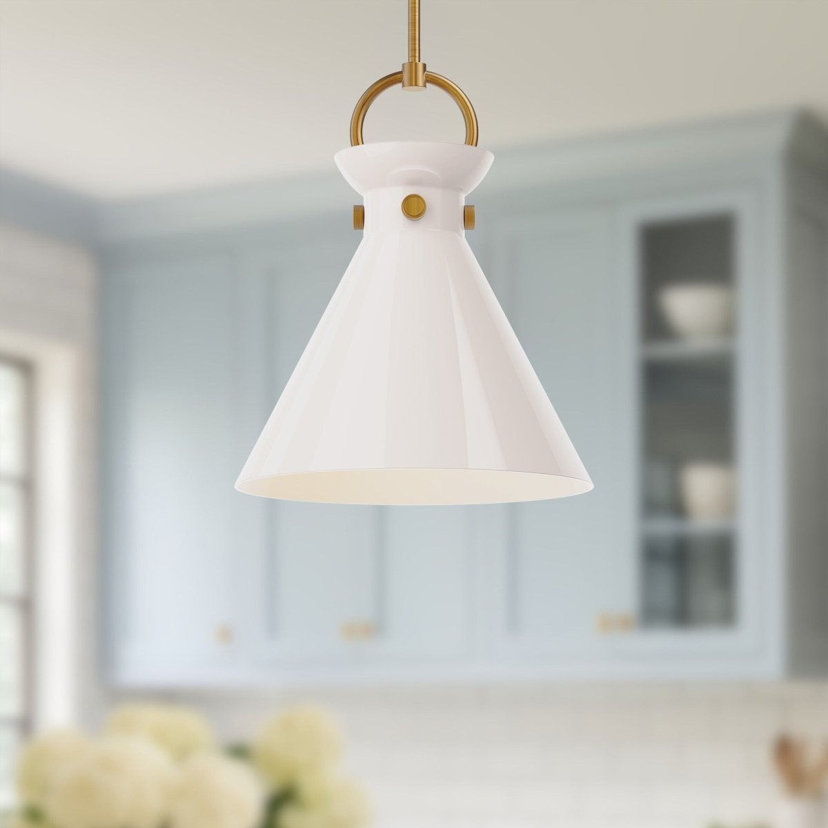 Suspension Emerson - Or vieilli Verre opal brillant 14" by Alora Lighting | Luminaires & cie