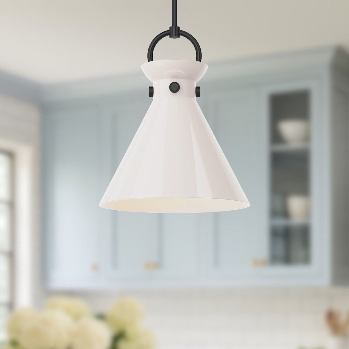Suspension Emerson - Noir mat Verre opal brillant 14" by Alora Lighting | Luminaires & cie