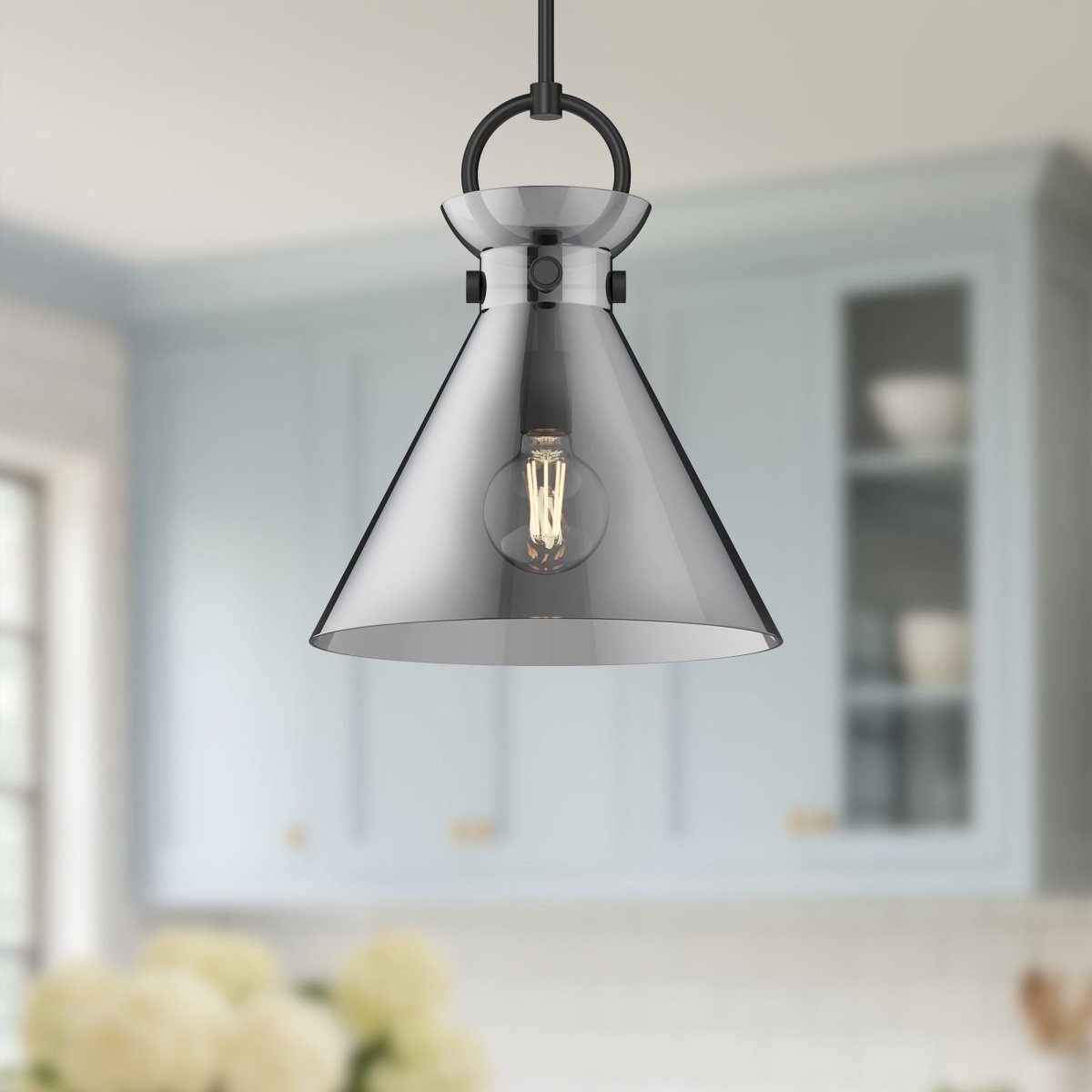Suspension Emerson - Noir mat Verre fumé 14" by Alora Lighting | Luminaires & cie