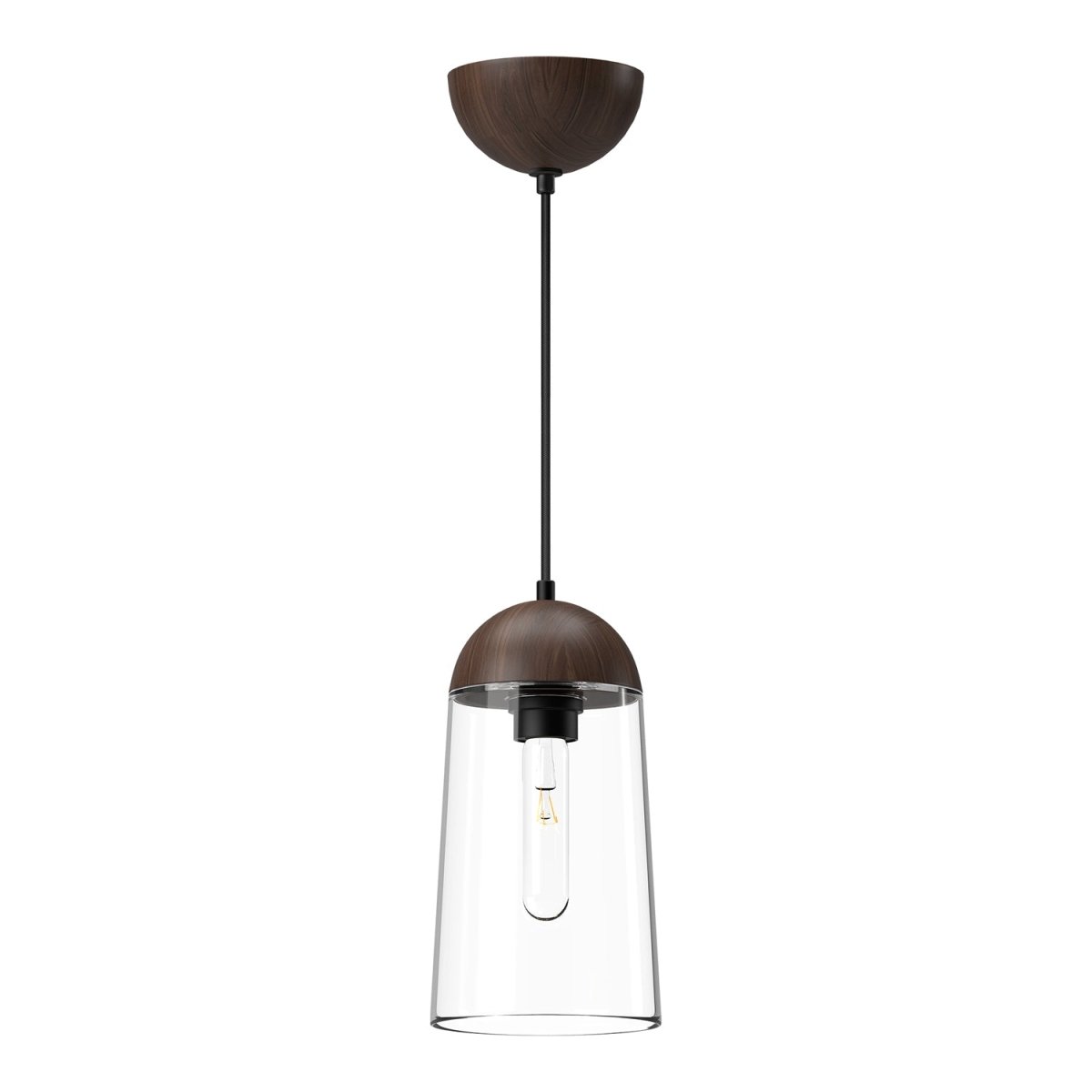 Suspension Emil - Noir mat / Noyer by Alora Lighting | Luminaires & cie