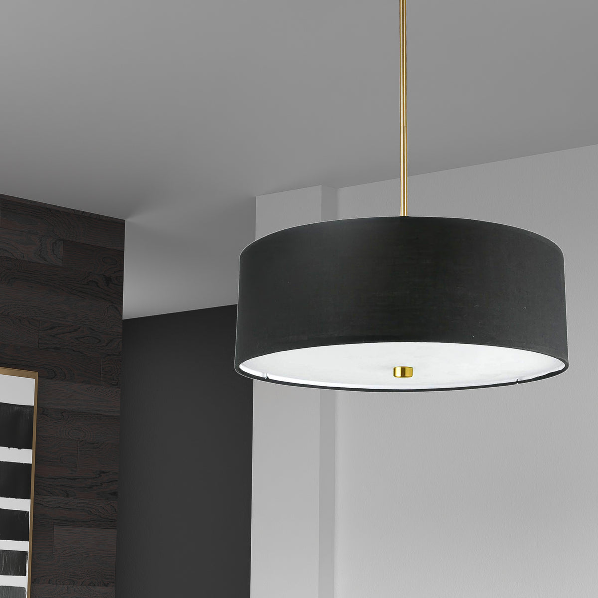 Suspension Everly Tissu, Noir, Noir / Laiton vieilli – vue 2