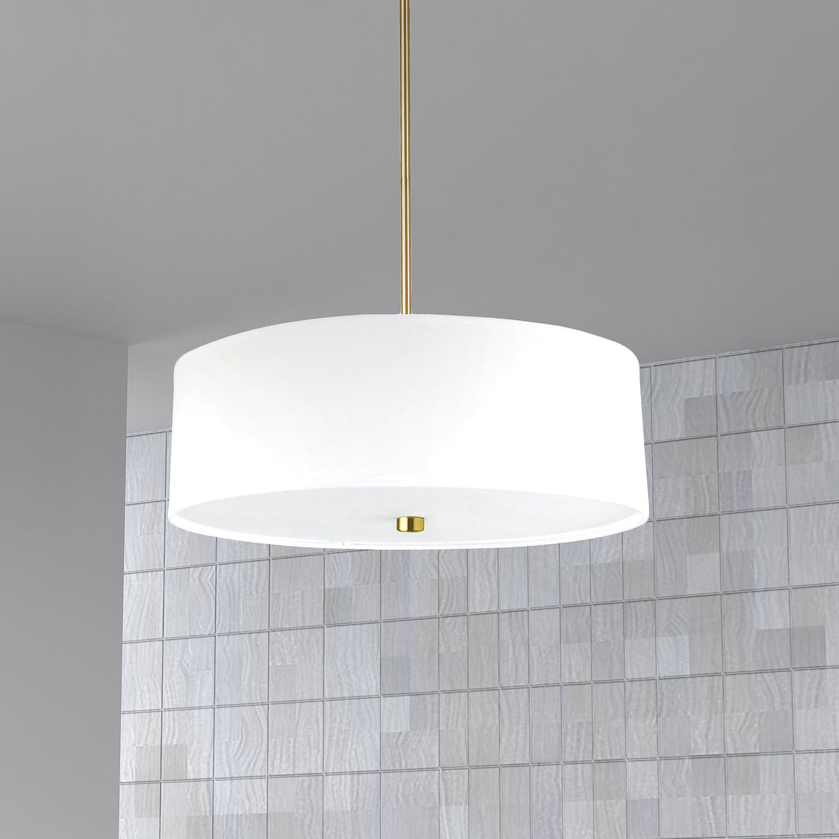 Suspension Everly Tissu, Blanc, Blanc / Laiton vieilli – vue 3