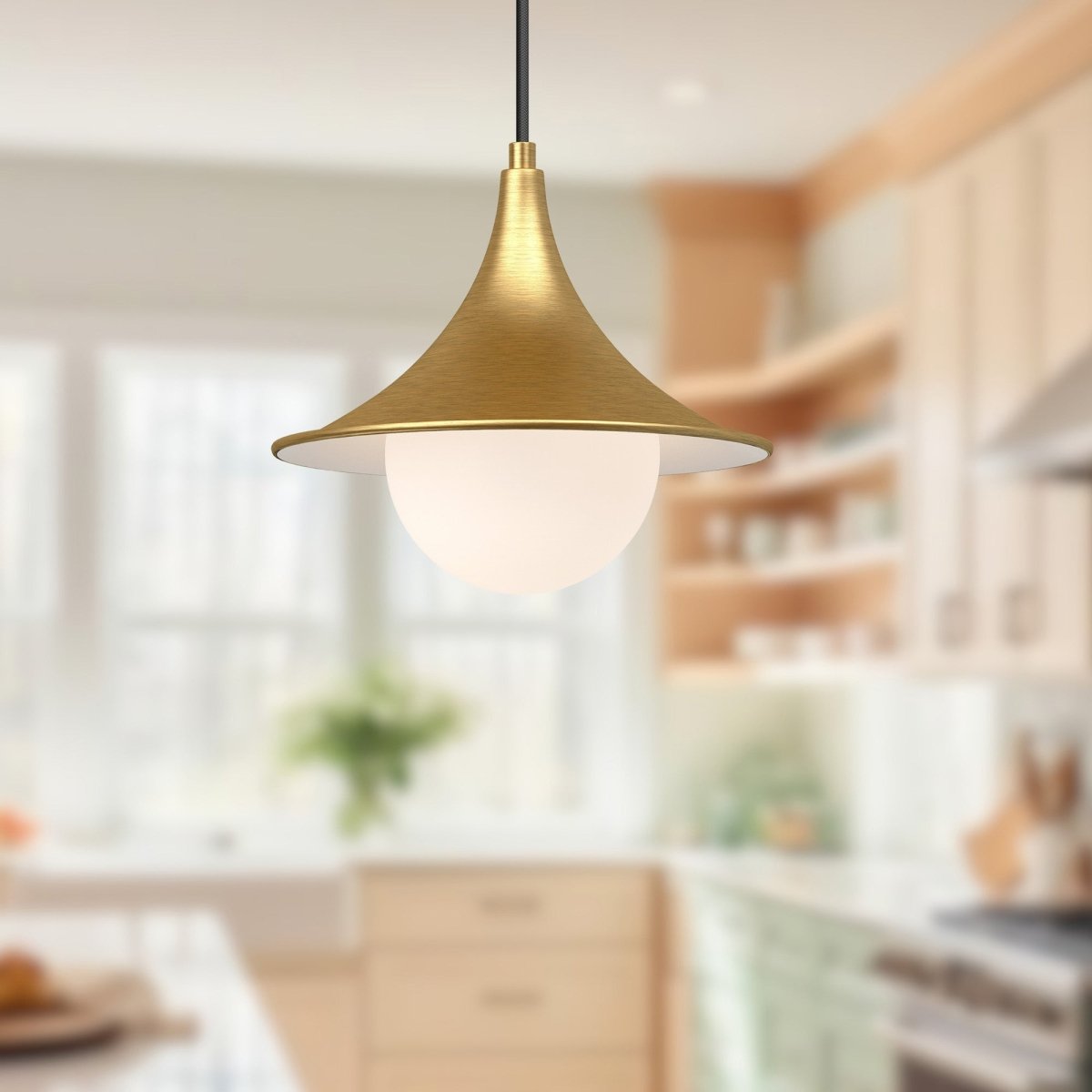 Suspension Fuji - Or brossé 9 1/2" by Alora Lighting | Luminaires & cie