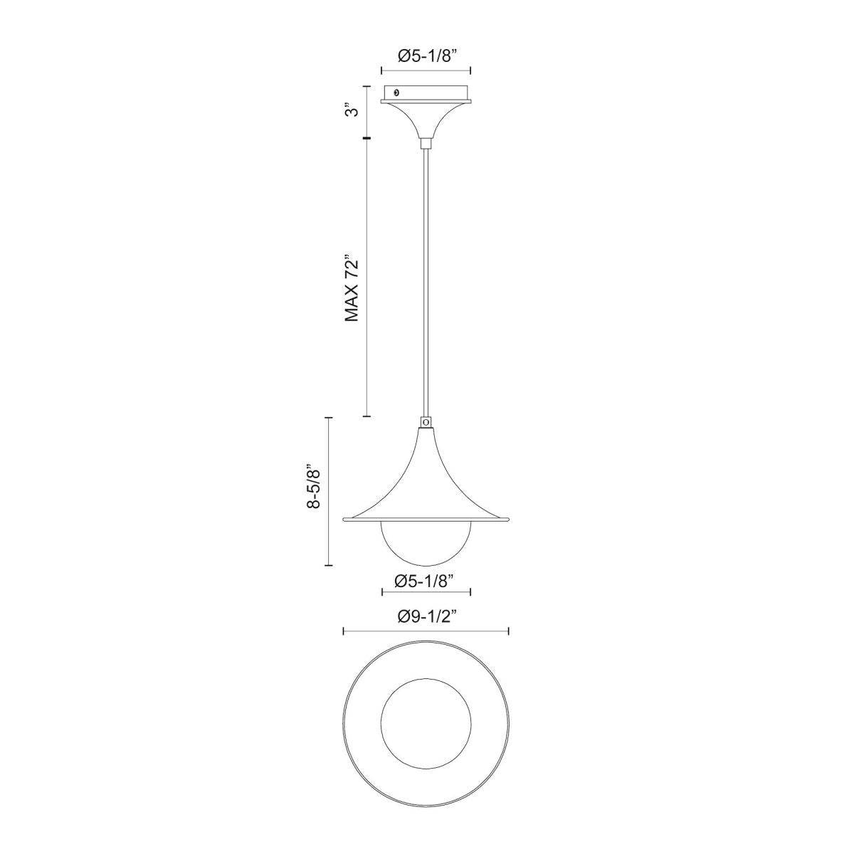 Suspension Fuji - Or brossé 9 1/2" by Alora Lighting | Luminaires & cie