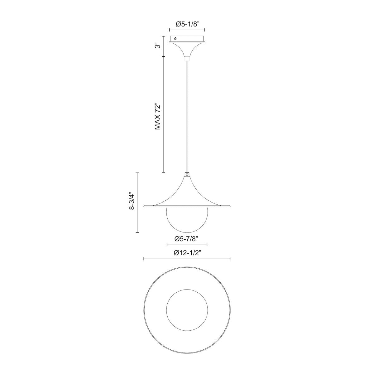 Suspension Fuji - Or brossé 12 1/2" by Alora Lighting | Luminaires & cie