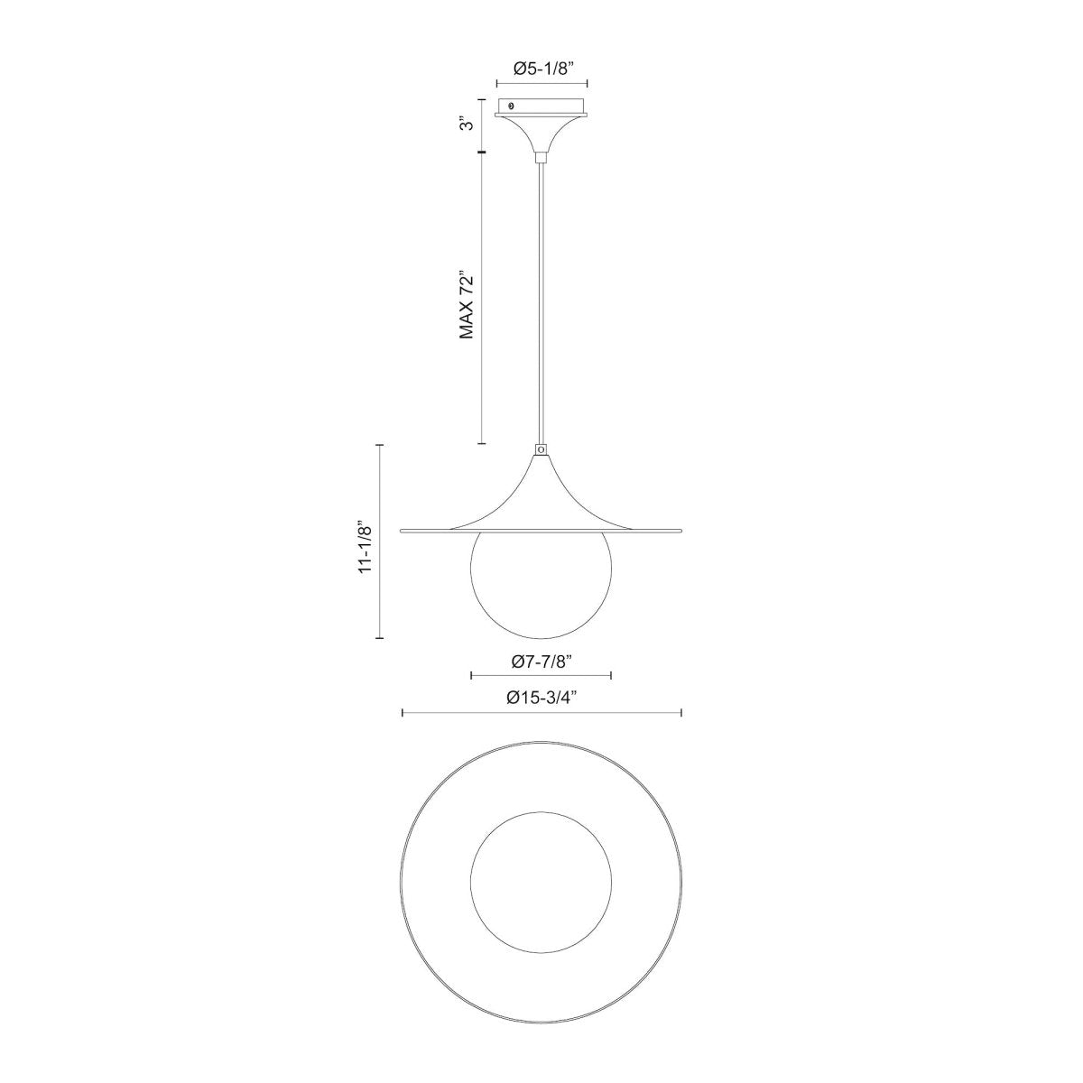 Suspension Fuji - Or brossé 15 3/4" by Alora Lighting | Luminaires & cie