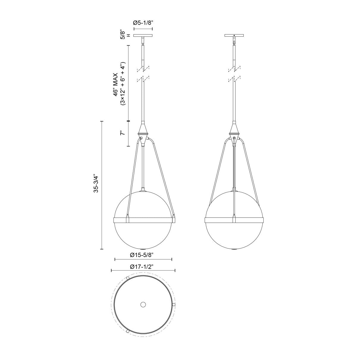 Suspension Harmony - Or brossé Verre d'opale brillant 17 1/2" by Alora Lighting | Luminaires & cie