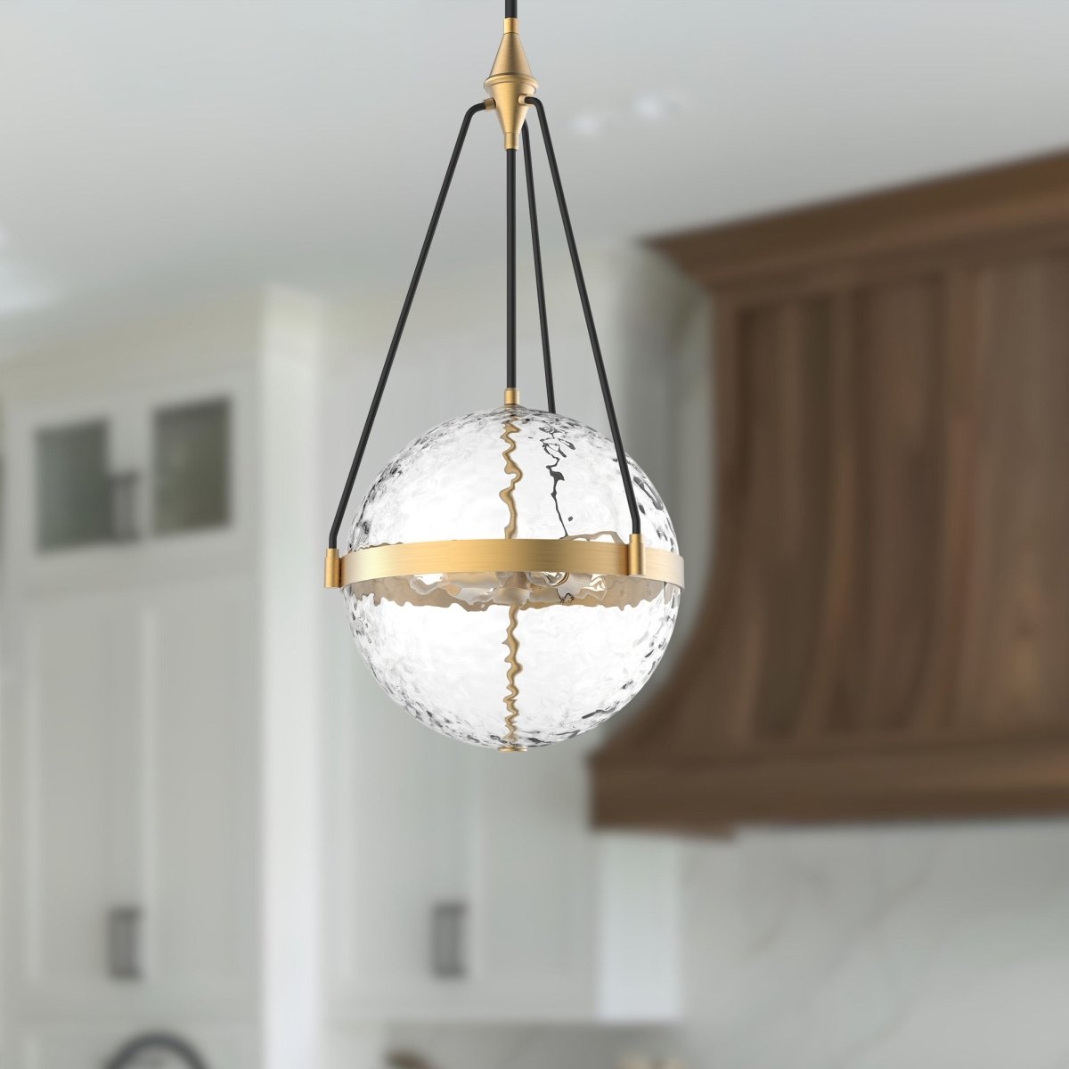 Suspension Harmony - Or brossé Verre à eau claire 17 1/2" by Alora Lighting | Luminaires & cie
