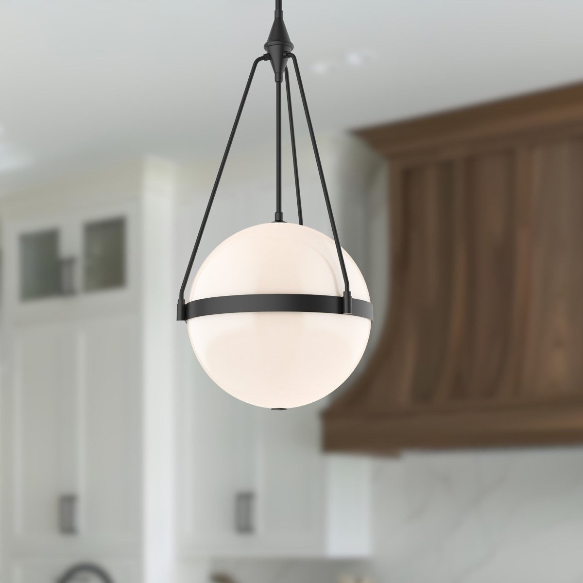 Suspension Harmony - Noir mat Verre d'opale brillant 17 1/2" by Alora Lighting | Luminaires & cie