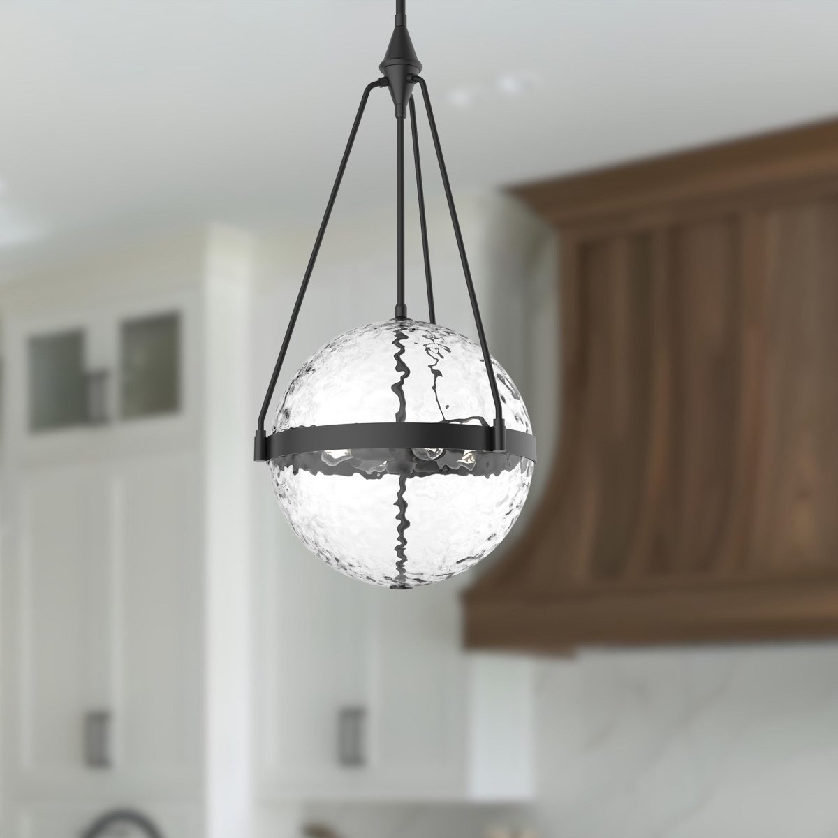 Suspension Harmony - Noir mat Verre à eau claire 17 1/2" by Alora Lighting | Luminaires & cie
