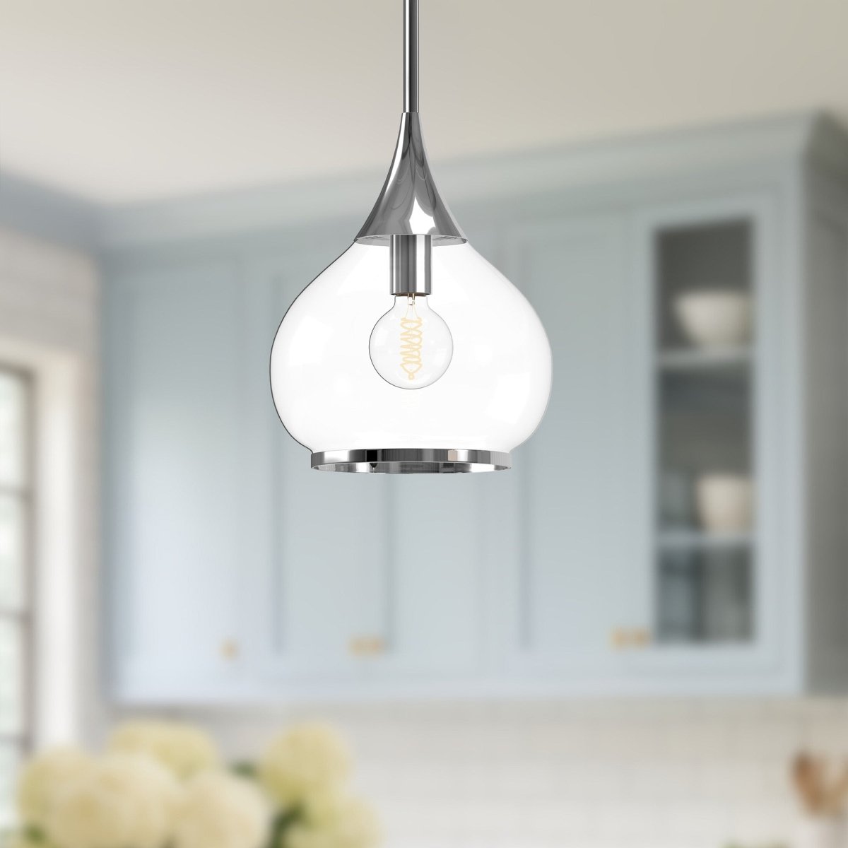 Suspension Hazel - Chrome Verre clair 10 1/8" by Alora Lighting | Luminaires & cie