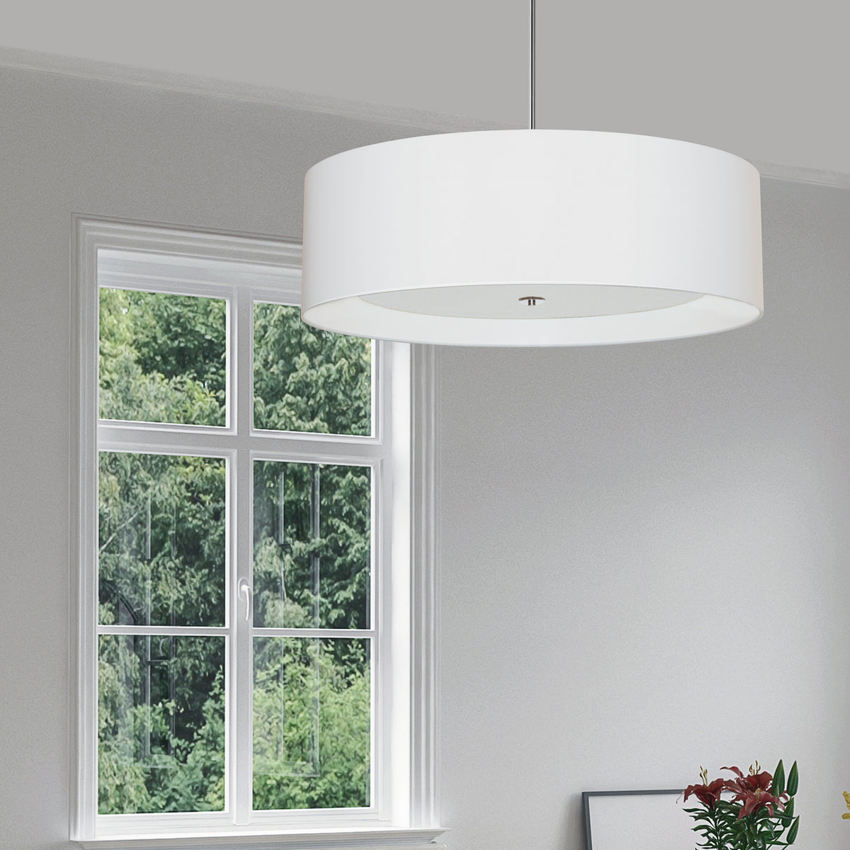 Lustre Helena Blanc / Chrome poli – vue 3