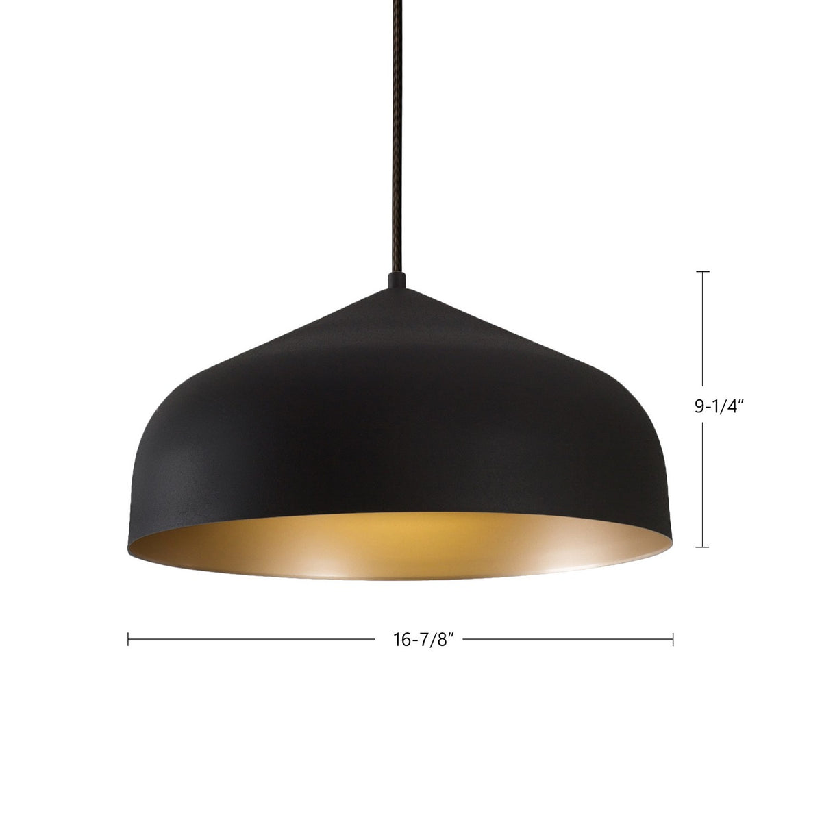 Suspension Helena Noir / Or, Revêtement texturé – vue 2