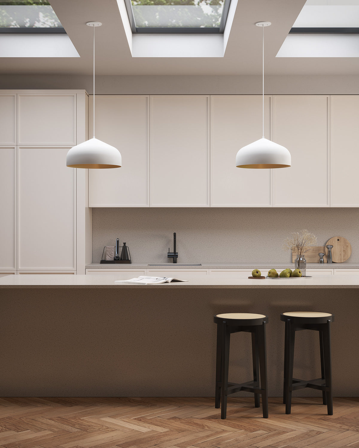 Suspension Helena Blanc / Or, Diffuseur blanc acrylique – vue 2