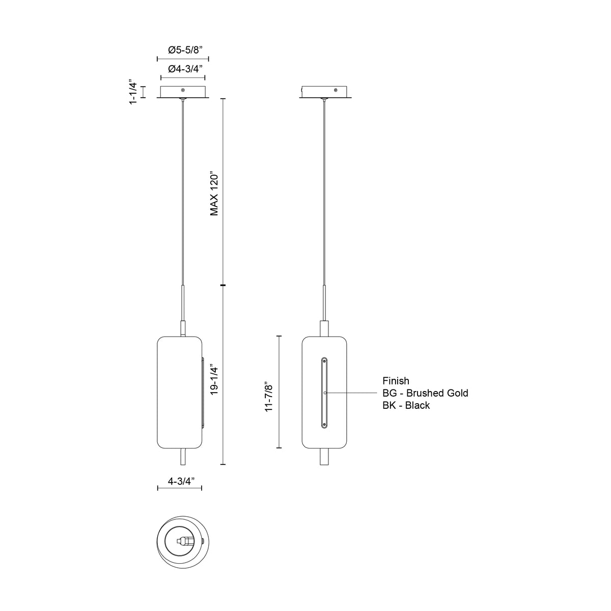 Mini-suspension Hilo Noir – vue 3