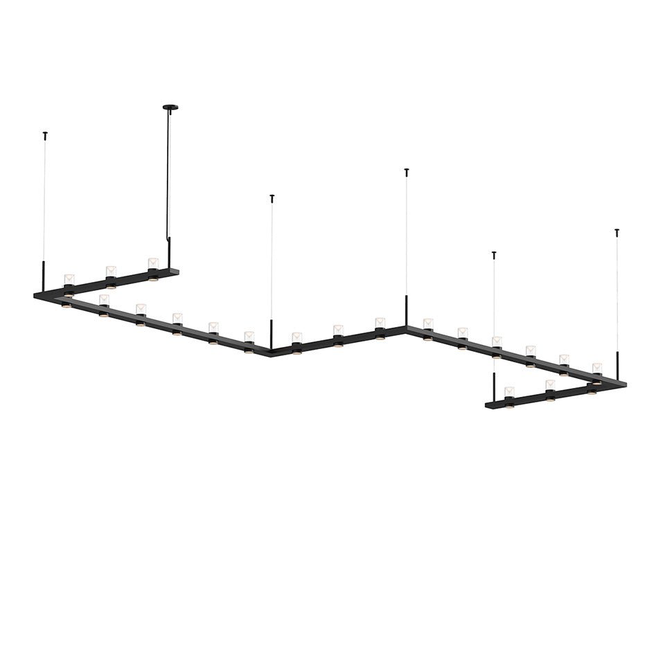 Suspension Intervals Zig - Zag - Clair avec cône gravé by Sonneman | Luminaires & cie